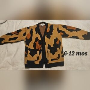 Bailey's Blossoms Leopard cardigan 6- 12 mos VGUC